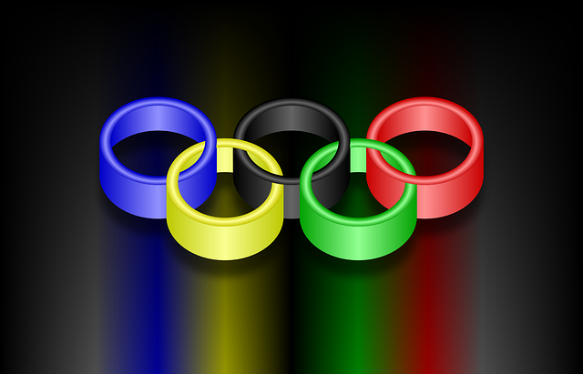 The Olympic rings in 3D on a black background